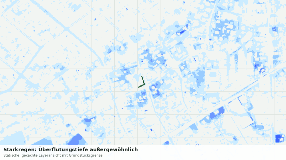 Statische Kartenansicht: Starkregen: Überflutungstiefe außergewöhnlich