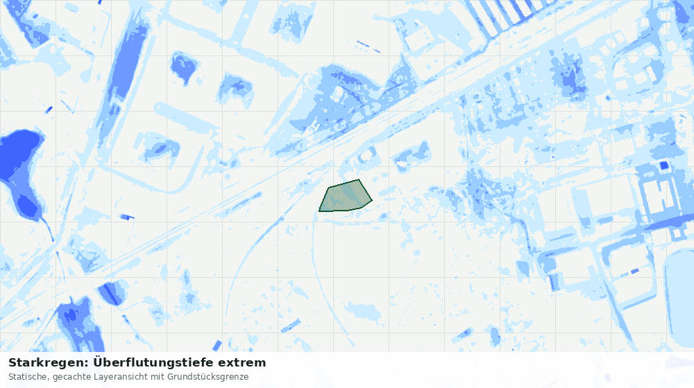Statische Kartenansicht: Starkregen: Überflutungstiefe extrem