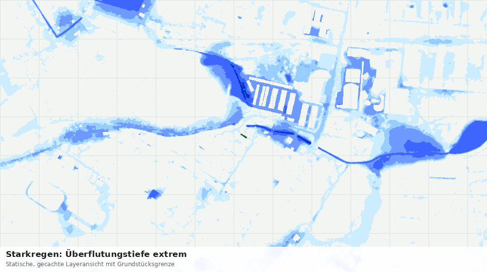 Statische Kartenansicht: Starkregen: Überflutungstiefe extrem