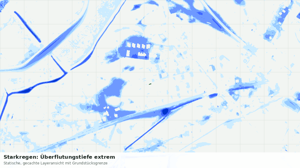 Statische Kartenansicht: Starkregen: Überflutungstiefe extrem