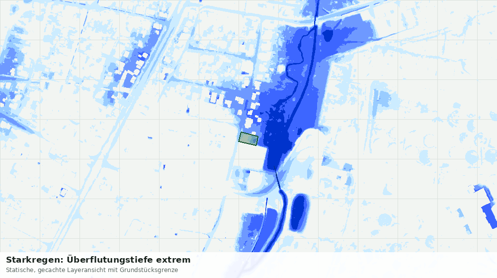 Statische Kartenansicht: Starkregen: Überflutungstiefe extrem