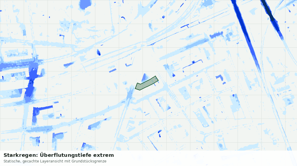 Statische Kartenansicht: Starkregen: Überflutungstiefe extrem