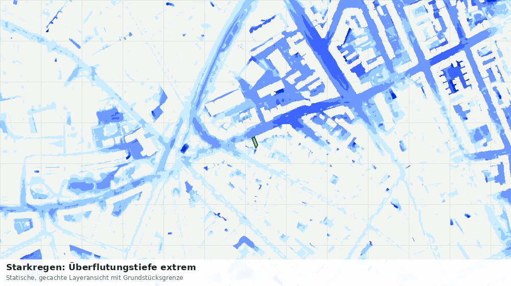Statische Kartenansicht: Starkregen: Überflutungstiefe extrem