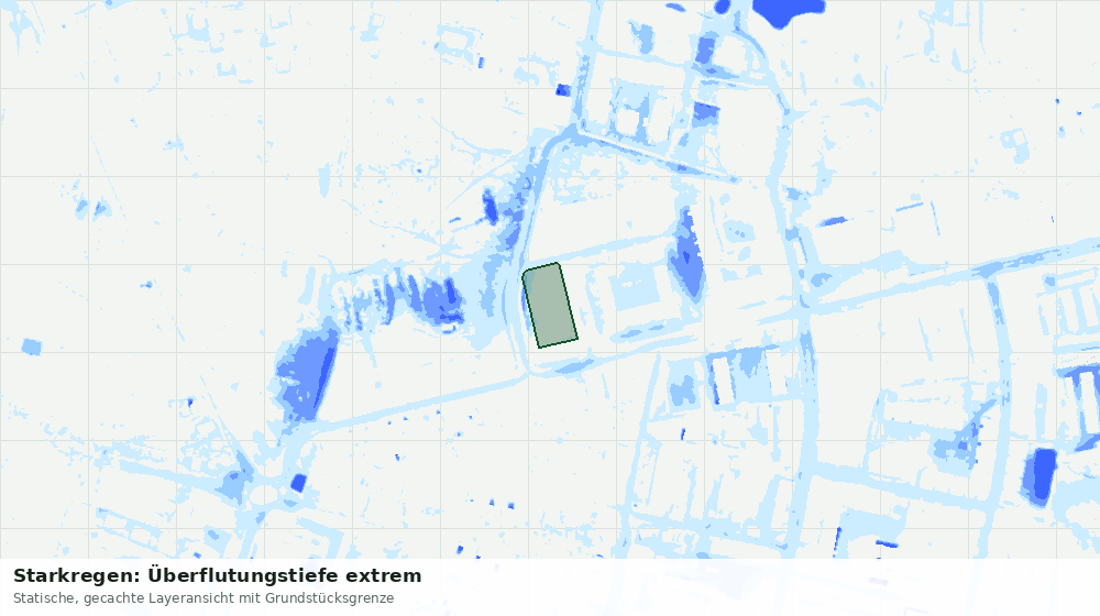 Statische Kartenansicht: Starkregen: Überflutungstiefe extrem