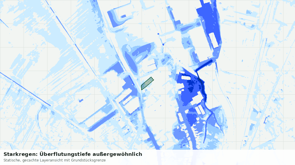 Statische Kartenansicht: Starkregen: Überflutungstiefe außergewöhnlich