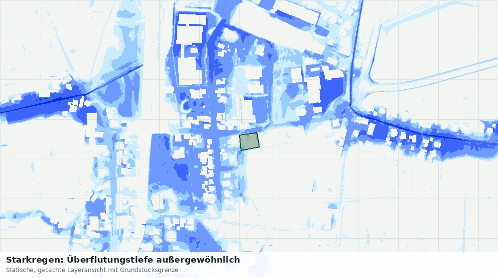 Statische Kartenansicht: Starkregen: Überflutungstiefe außergewöhnlich