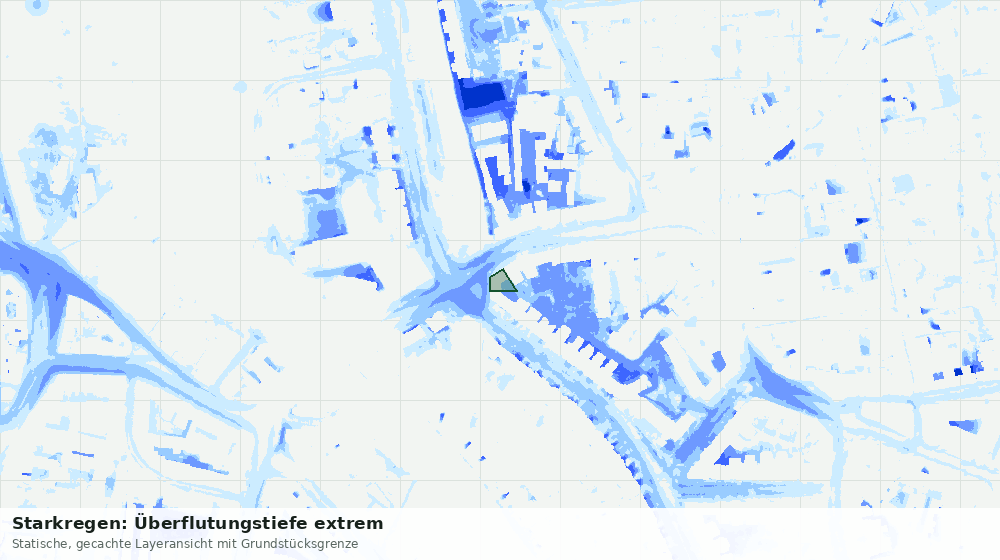 Statische Kartenansicht: Starkregen: Überflutungstiefe extrem