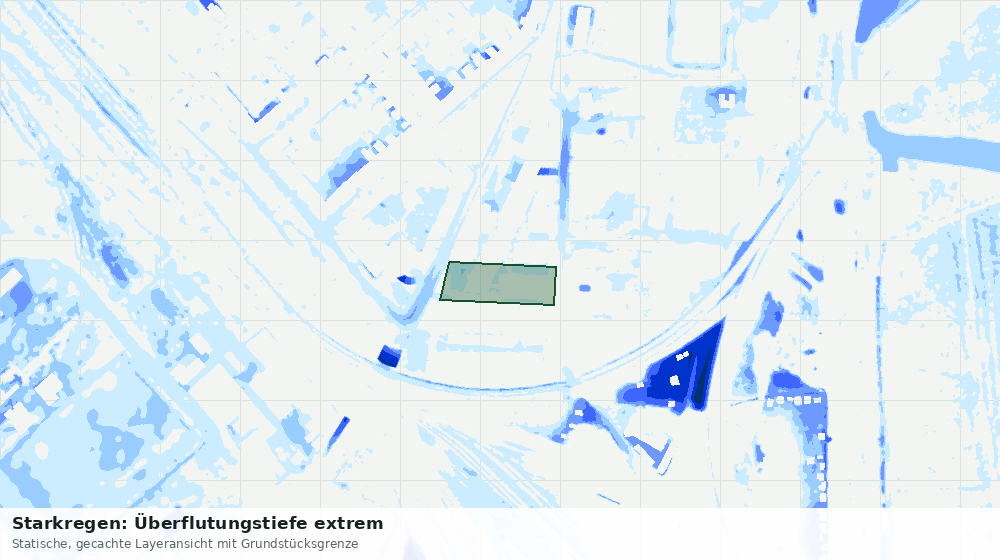 Statische Kartenansicht: Starkregen: Überflutungstiefe extrem