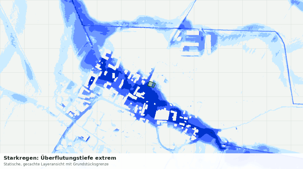 Statische Kartenansicht: Starkregen: Überflutungstiefe extrem
