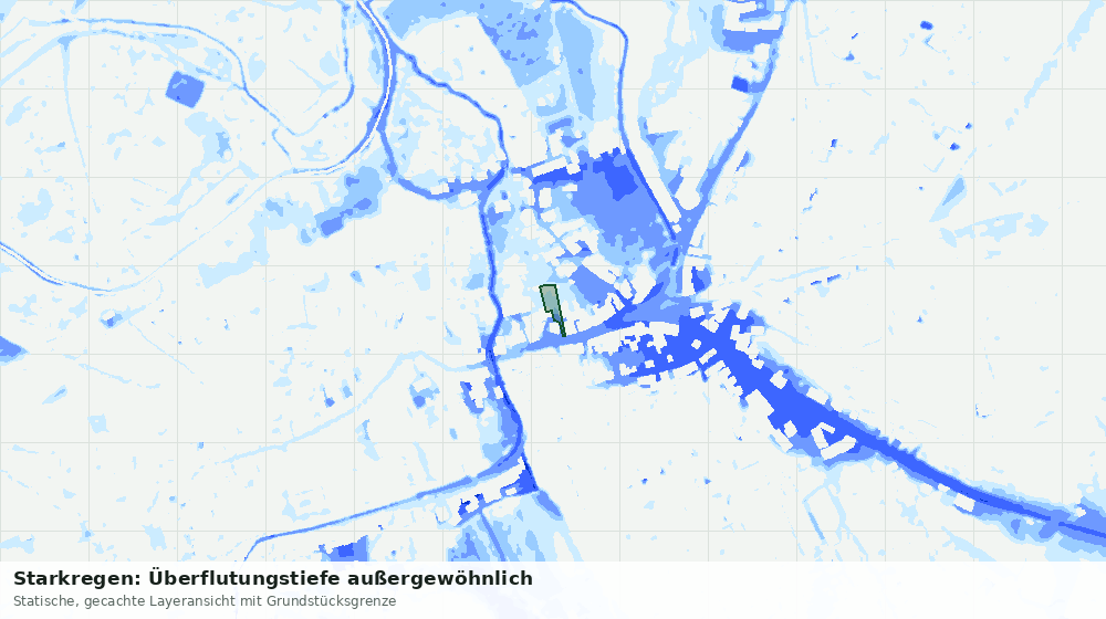 Statische Kartenansicht: Starkregen: Überflutungstiefe außergewöhnlich