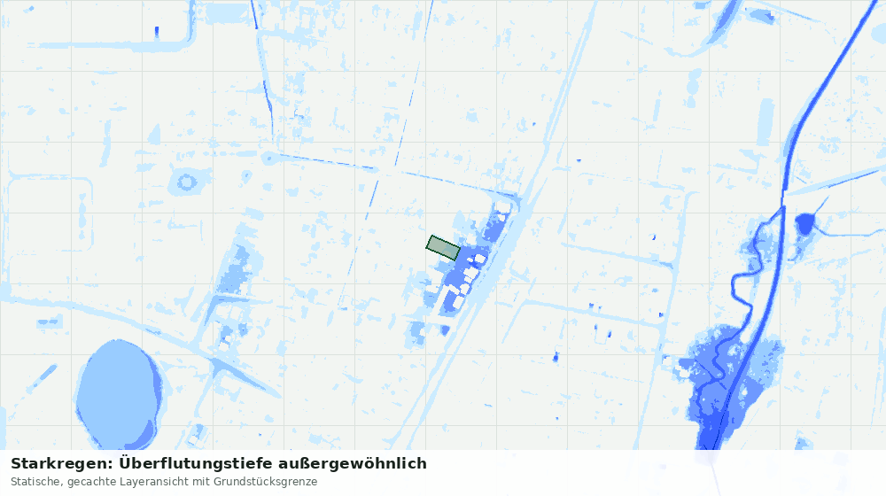 Statische Kartenansicht: Starkregen: Überflutungstiefe außergewöhnlich