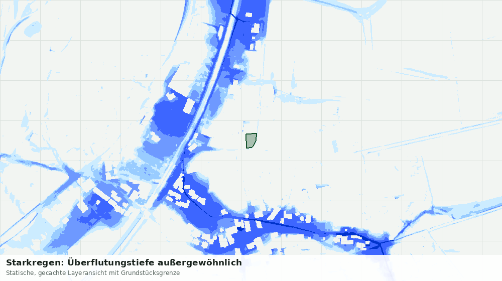 Statische Kartenansicht: Starkregen: Überflutungstiefe außergewöhnlich
