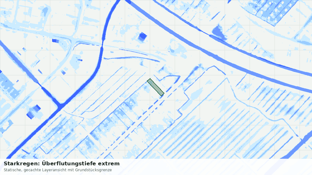Statische Kartenansicht: Starkregen: Überflutungstiefe extrem