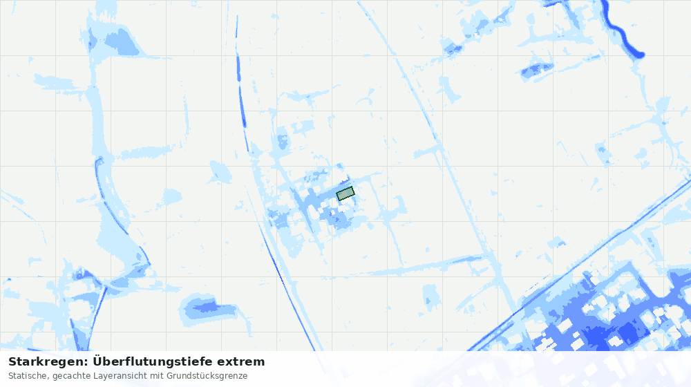 Statische Kartenansicht: Starkregen: Überflutungstiefe extrem