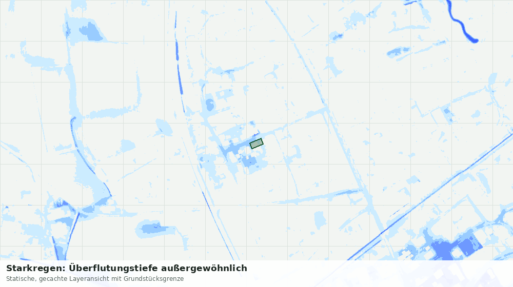 Statische Kartenansicht: Starkregen: Überflutungstiefe außergewöhnlich