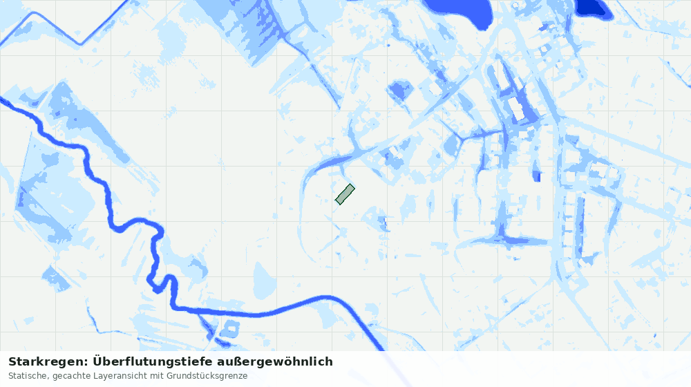 Statische Kartenansicht: Starkregen: Überflutungstiefe außergewöhnlich