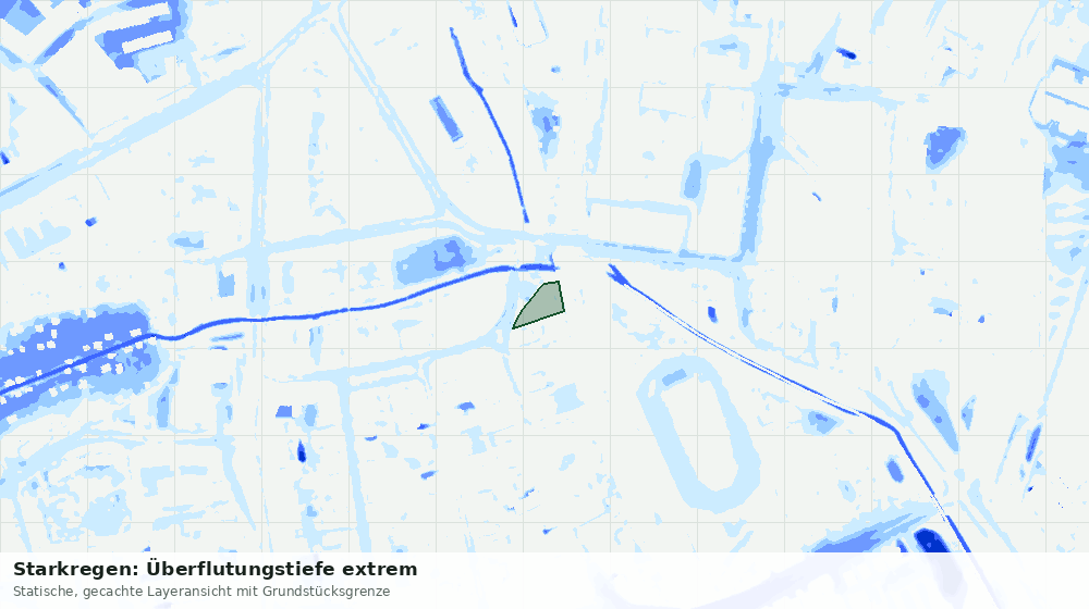 Statische Kartenansicht: Starkregen: Überflutungstiefe extrem