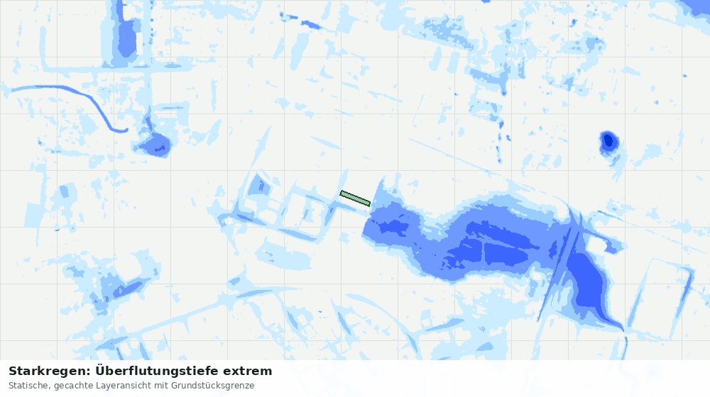 Statische Kartenansicht: Starkregen: Überflutungstiefe extrem