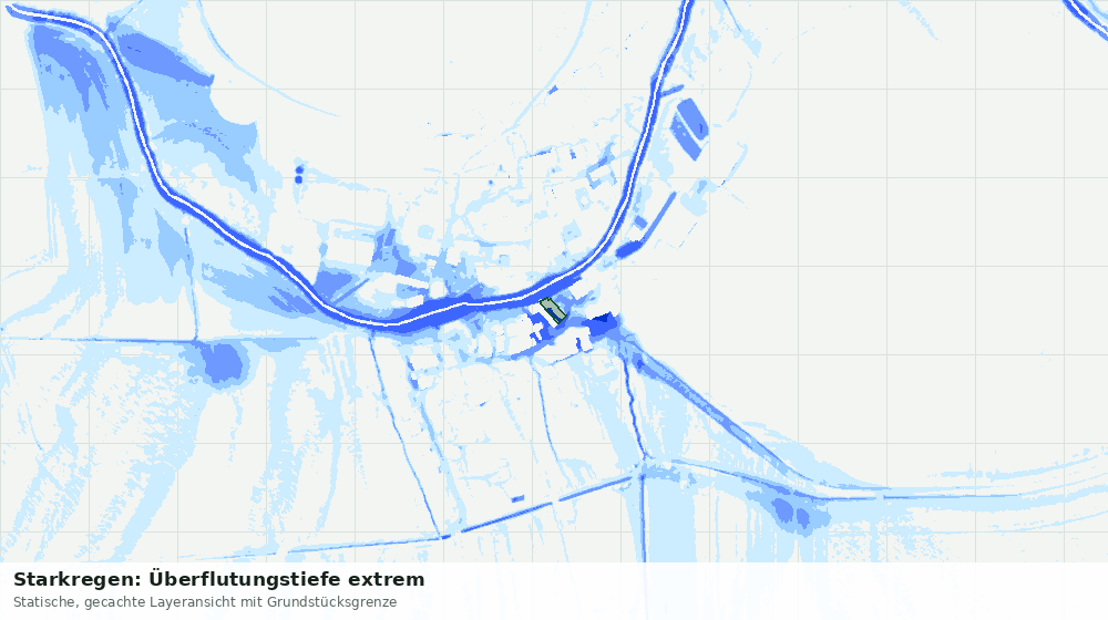 Statische Kartenansicht: Starkregen: Überflutungstiefe extrem