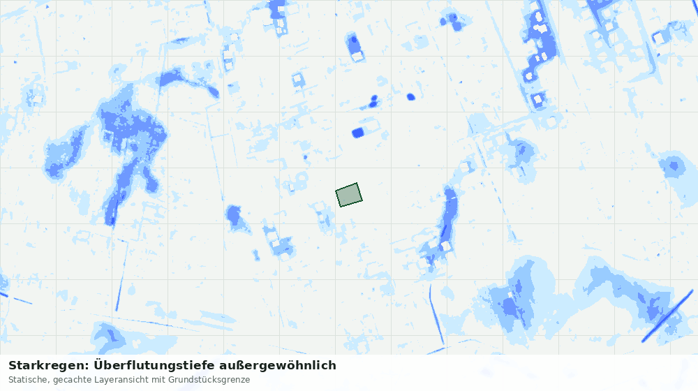 Statische Kartenansicht: Starkregen: Überflutungstiefe außergewöhnlich