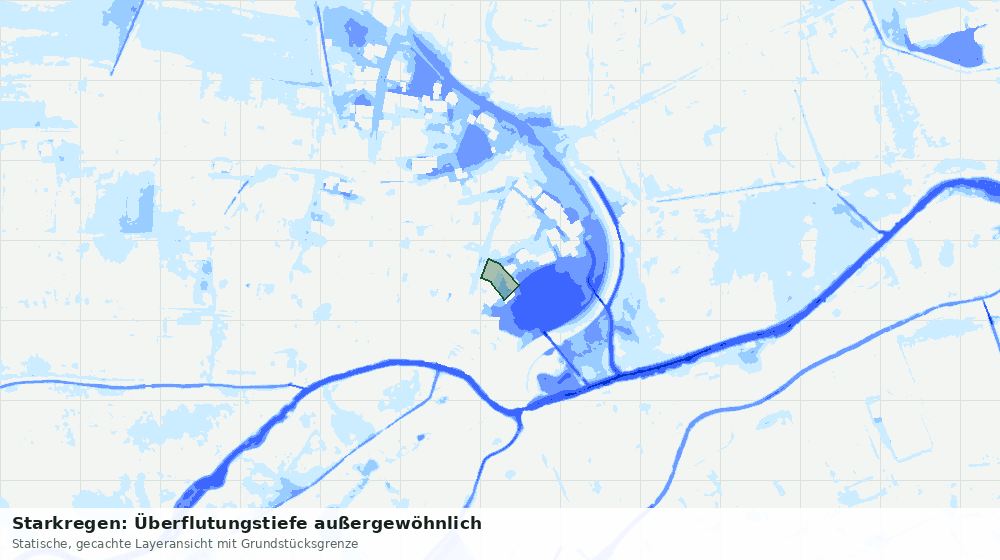 Statische Kartenansicht: Starkregen: Überflutungstiefe außergewöhnlich