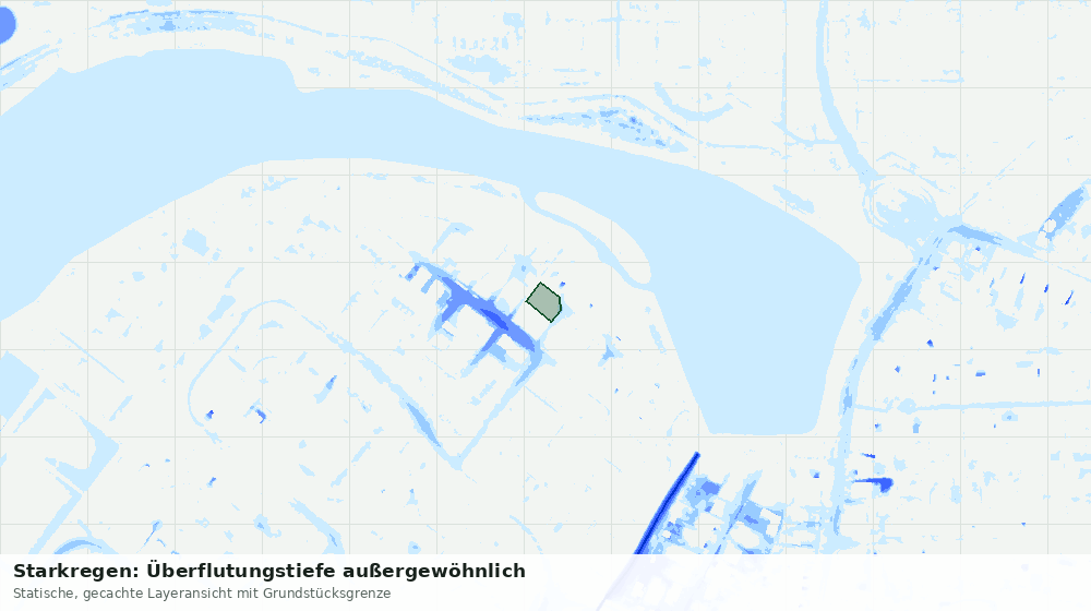 Statische Kartenansicht: Starkregen: Überflutungstiefe außergewöhnlich
