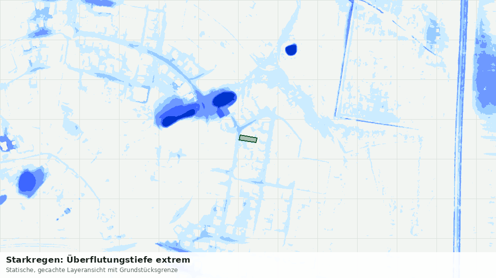 Statische Kartenansicht: Starkregen: Überflutungstiefe extrem