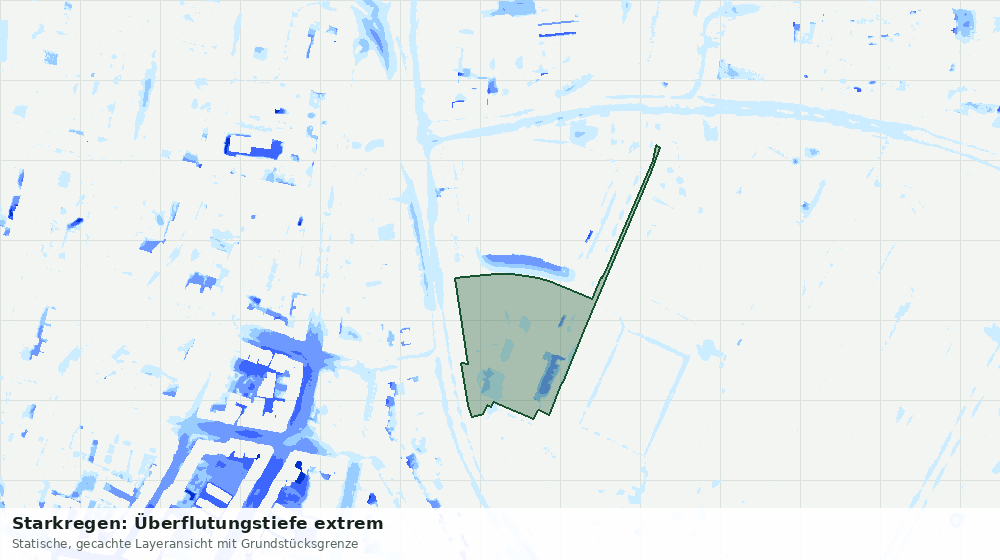 Statische Kartenansicht: Starkregen: Überflutungstiefe extrem
