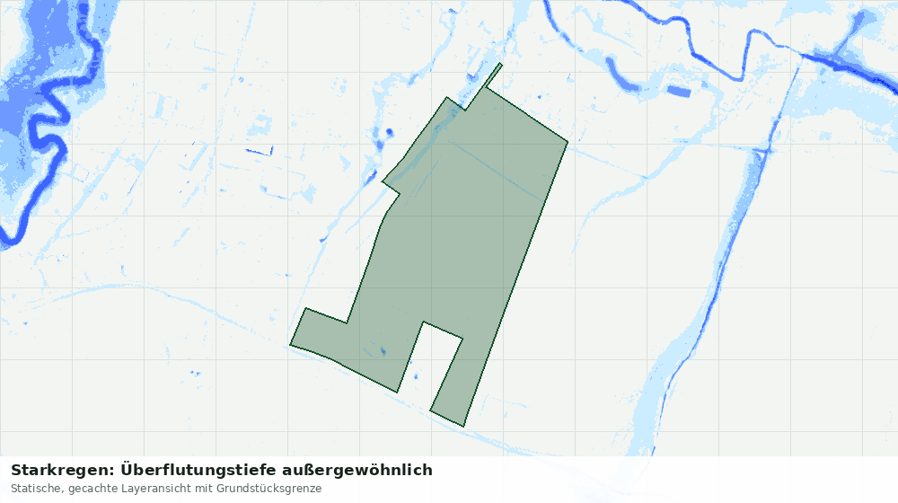 Statische Kartenansicht: Starkregen: Überflutungstiefe außergewöhnlich