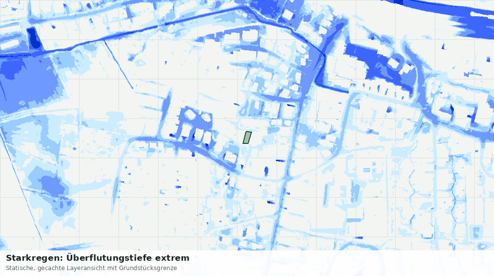 Statische Kartenansicht: Starkregen: Überflutungstiefe extrem