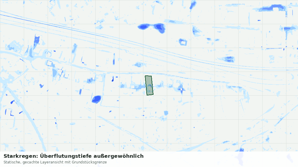 Statische Kartenansicht: Starkregen: Überflutungstiefe außergewöhnlich