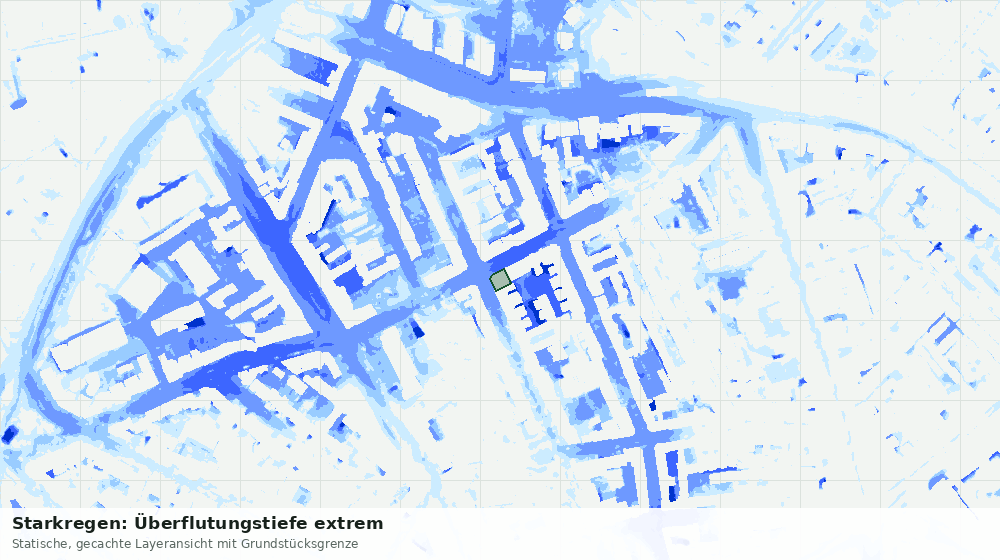Statische Kartenansicht: Starkregen: Überflutungstiefe extrem
