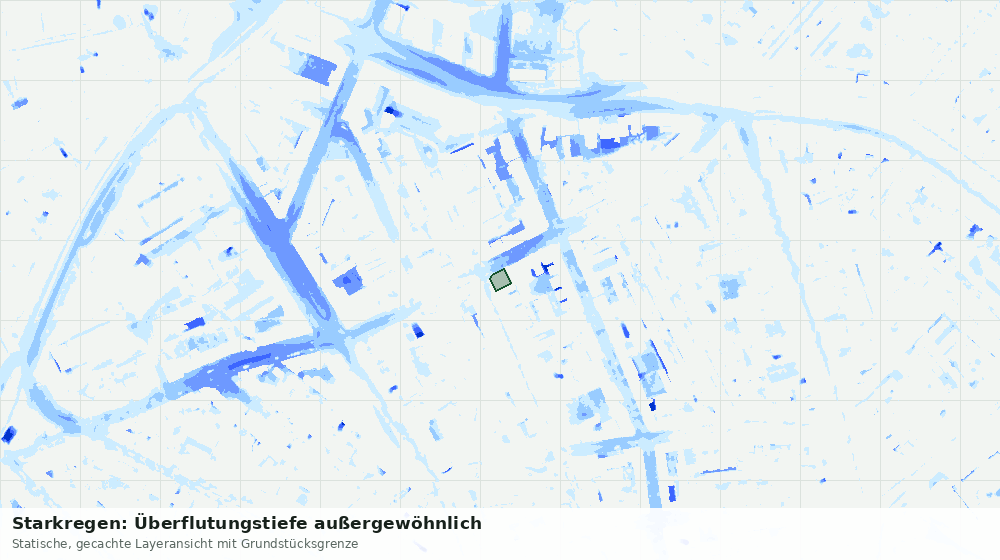 Statische Kartenansicht: Starkregen: Überflutungstiefe außergewöhnlich