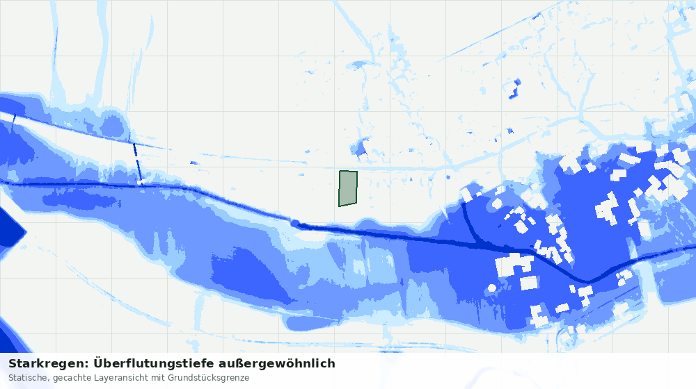 Statische Kartenansicht: Starkregen: Überflutungstiefe außergewöhnlich