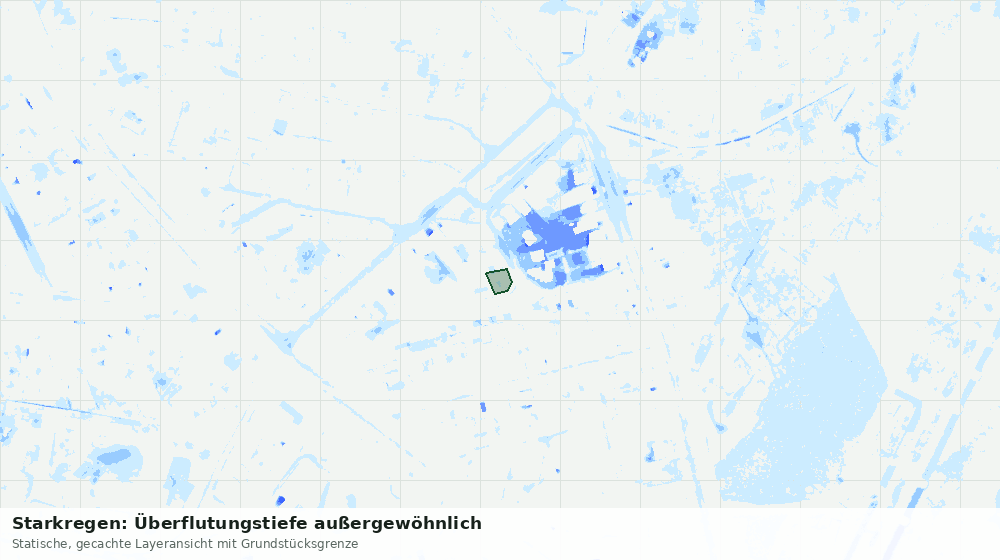 Statische Kartenansicht: Starkregen: Überflutungstiefe außergewöhnlich