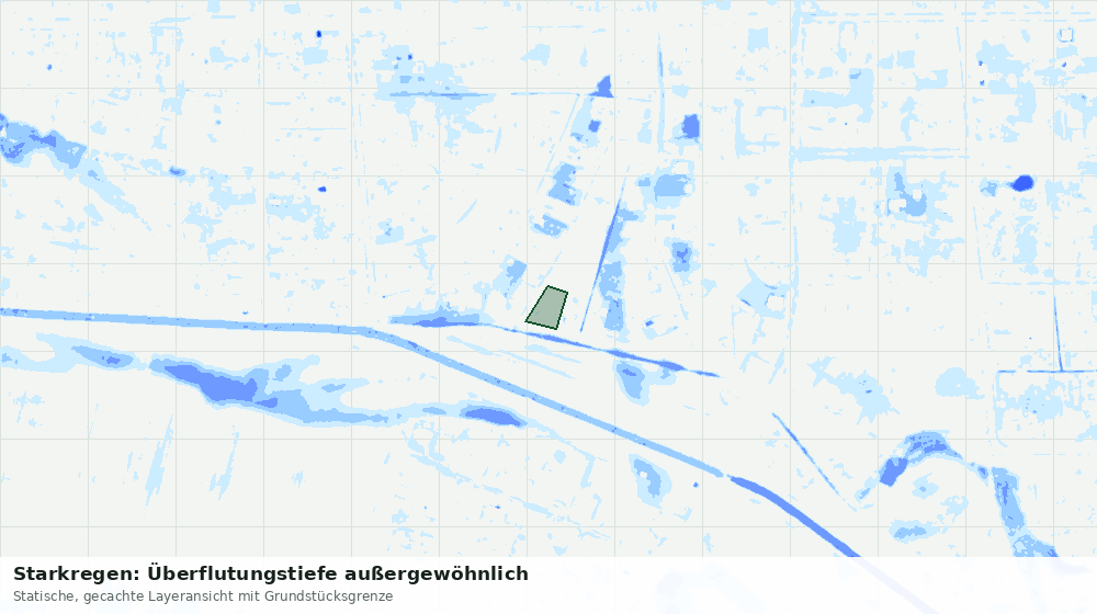 Statische Kartenansicht: Starkregen: Überflutungstiefe außergewöhnlich