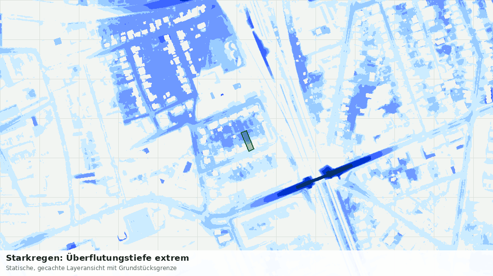 Statische Kartenansicht: Starkregen: Überflutungstiefe extrem