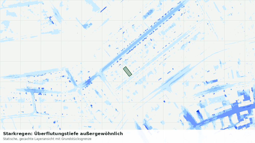 Statische Kartenansicht: Starkregen: Überflutungstiefe außergewöhnlich