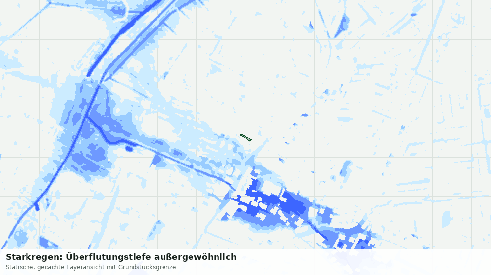 Statische Kartenansicht: Starkregen: Überflutungstiefe außergewöhnlich