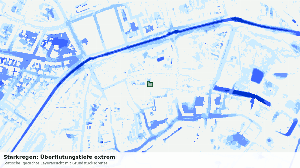 Statische Kartenansicht: Starkregen: Überflutungstiefe extrem