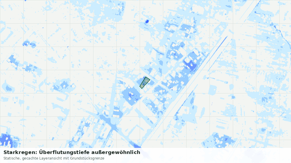 Statische Kartenansicht: Starkregen: Überflutungstiefe außergewöhnlich