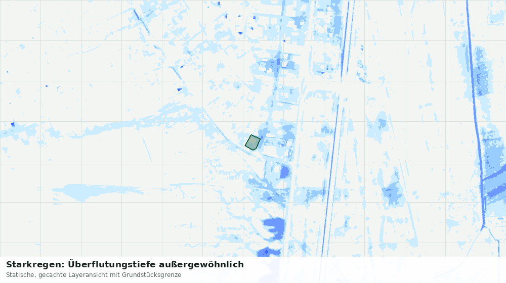 Statische Kartenansicht: Starkregen: Überflutungstiefe außergewöhnlich