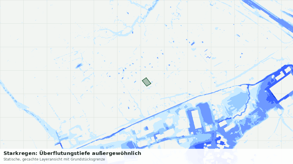 Statische Kartenansicht: Starkregen: Überflutungstiefe außergewöhnlich