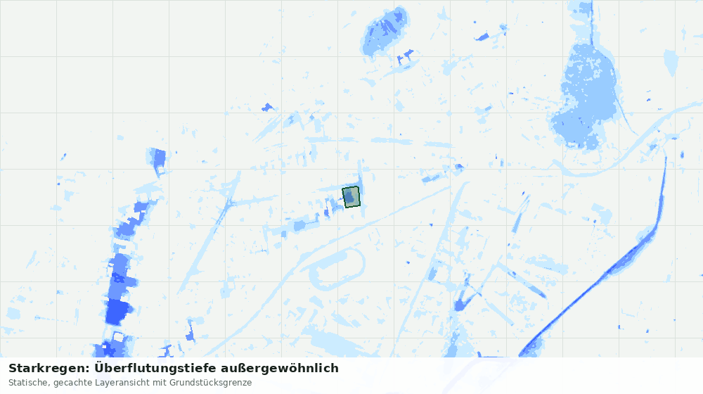 Statische Kartenansicht: Starkregen: Überflutungstiefe außergewöhnlich