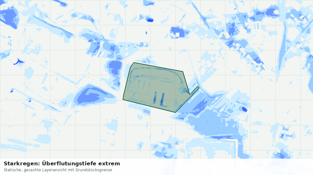 Statische Kartenansicht: Starkregen: Überflutungstiefe extrem