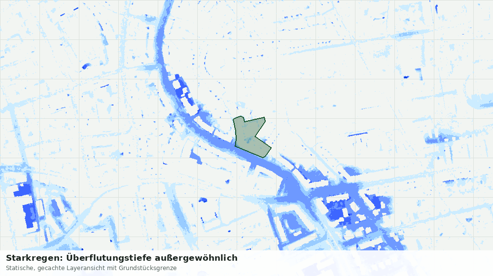 Statische Kartenansicht: Starkregen: Überflutungstiefe außergewöhnlich