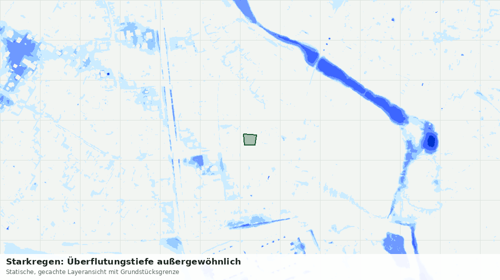 Statische Kartenansicht: Starkregen: Überflutungstiefe außergewöhnlich