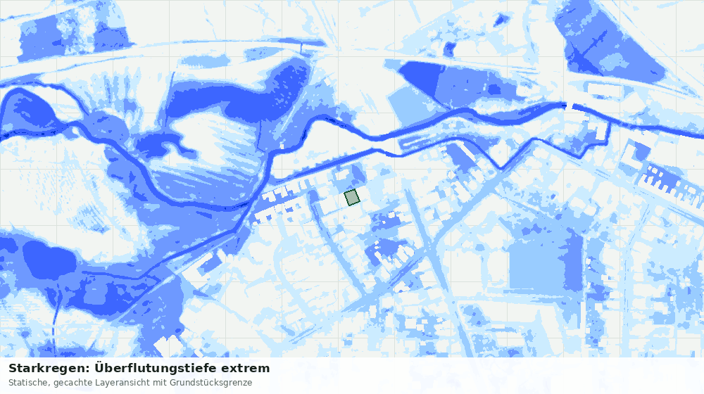 Statische Kartenansicht: Starkregen: Überflutungstiefe extrem