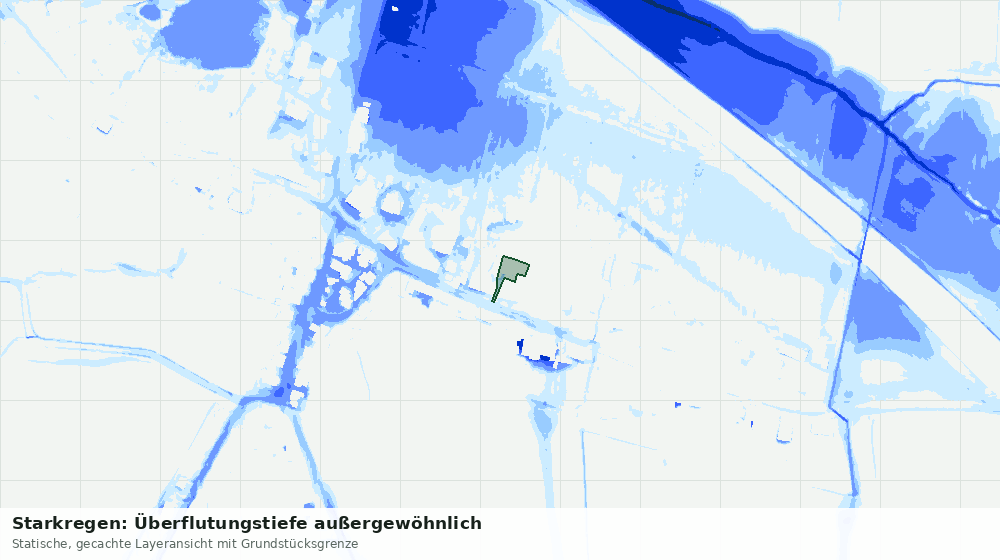 Statische Kartenansicht: Starkregen: Überflutungstiefe außergewöhnlich