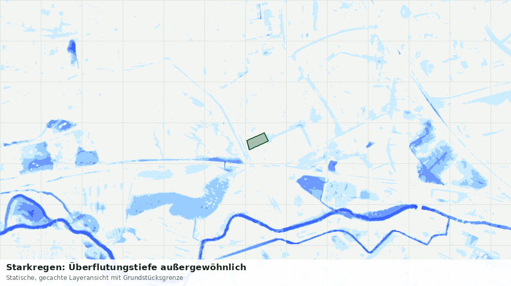 Statische Kartenansicht: Starkregen: Überflutungstiefe außergewöhnlich